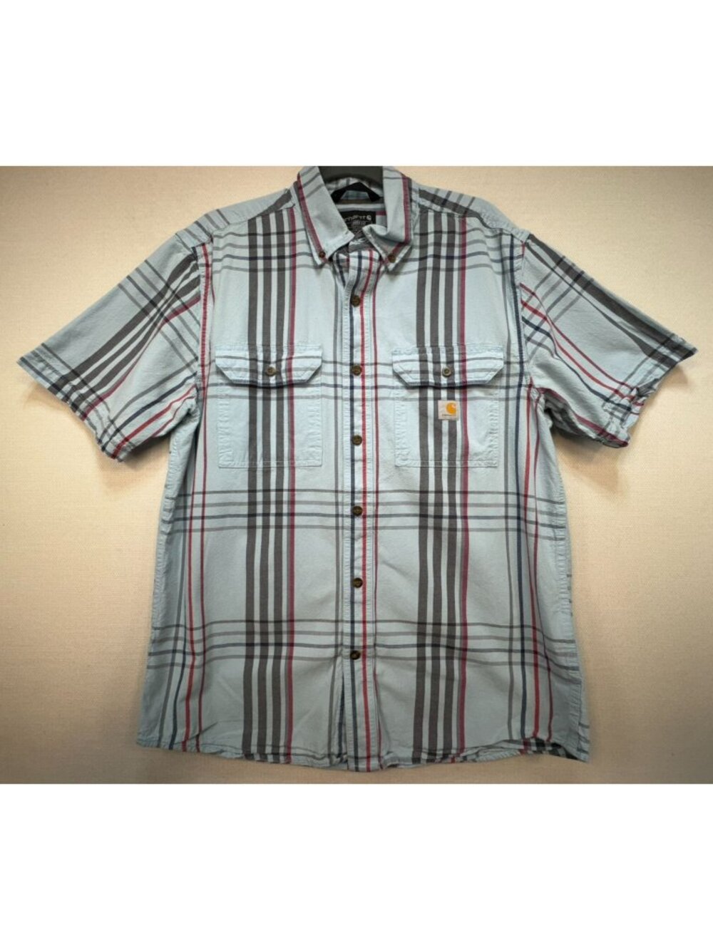 Carhartt Men's Loose Fit Button Up Shirt Plaid Short Sleeve Size M Multicolor